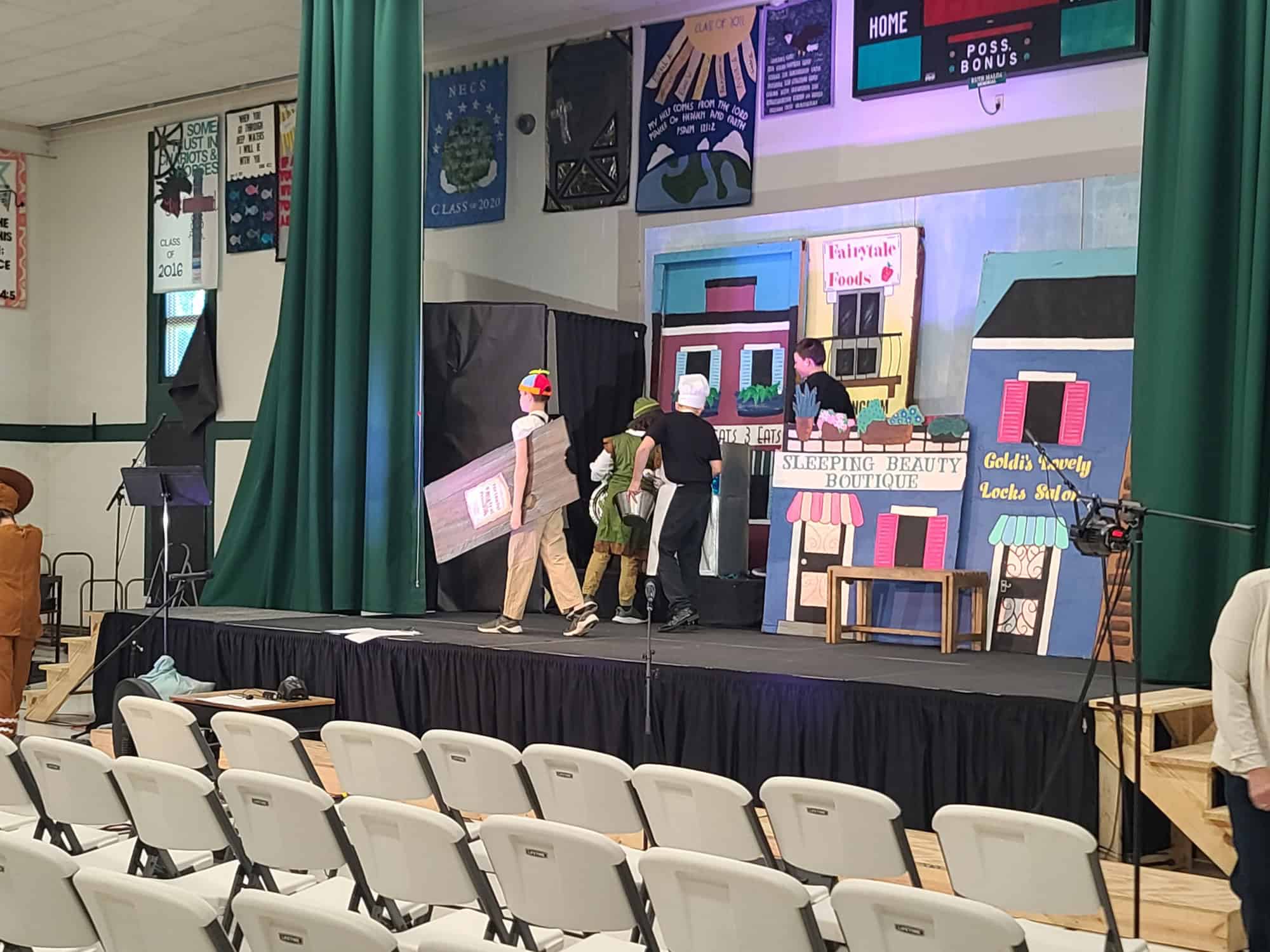 Children prepare for a school play at New Era Christian
